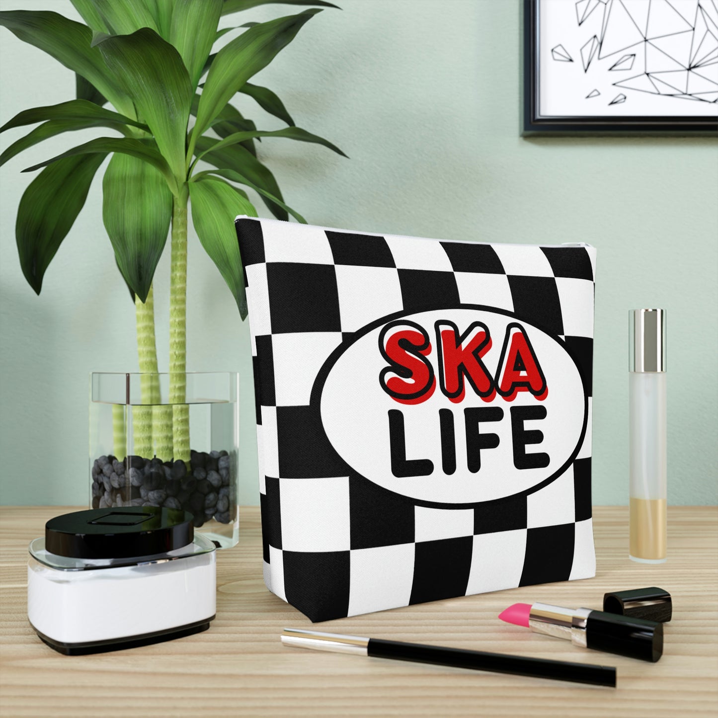 Ska life retro checkered Makeup Bag