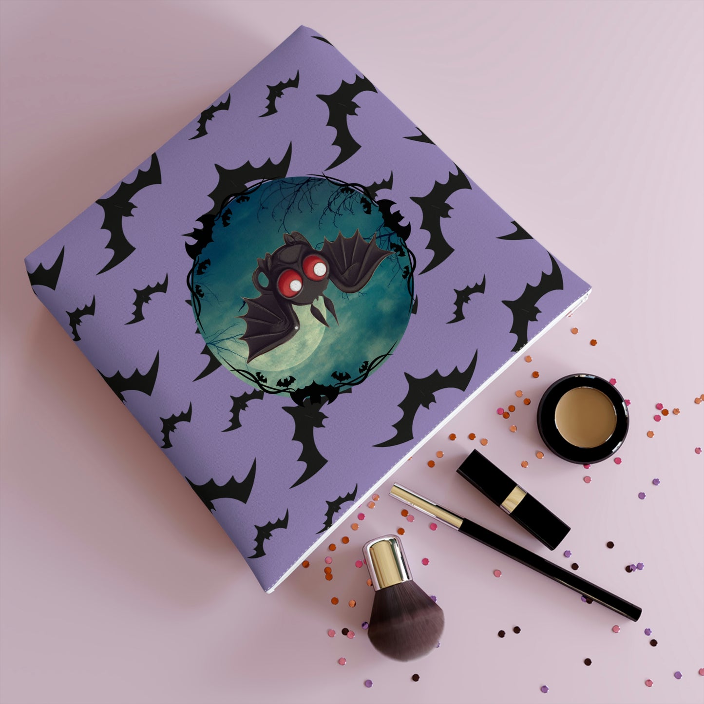 Adorable Pastel Goth Kawaii Bat Makeup Bag