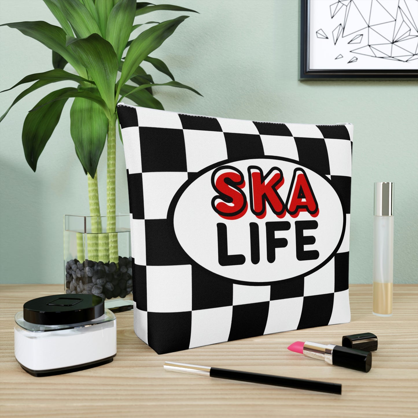 Ska life retro checkered Makeup Bag