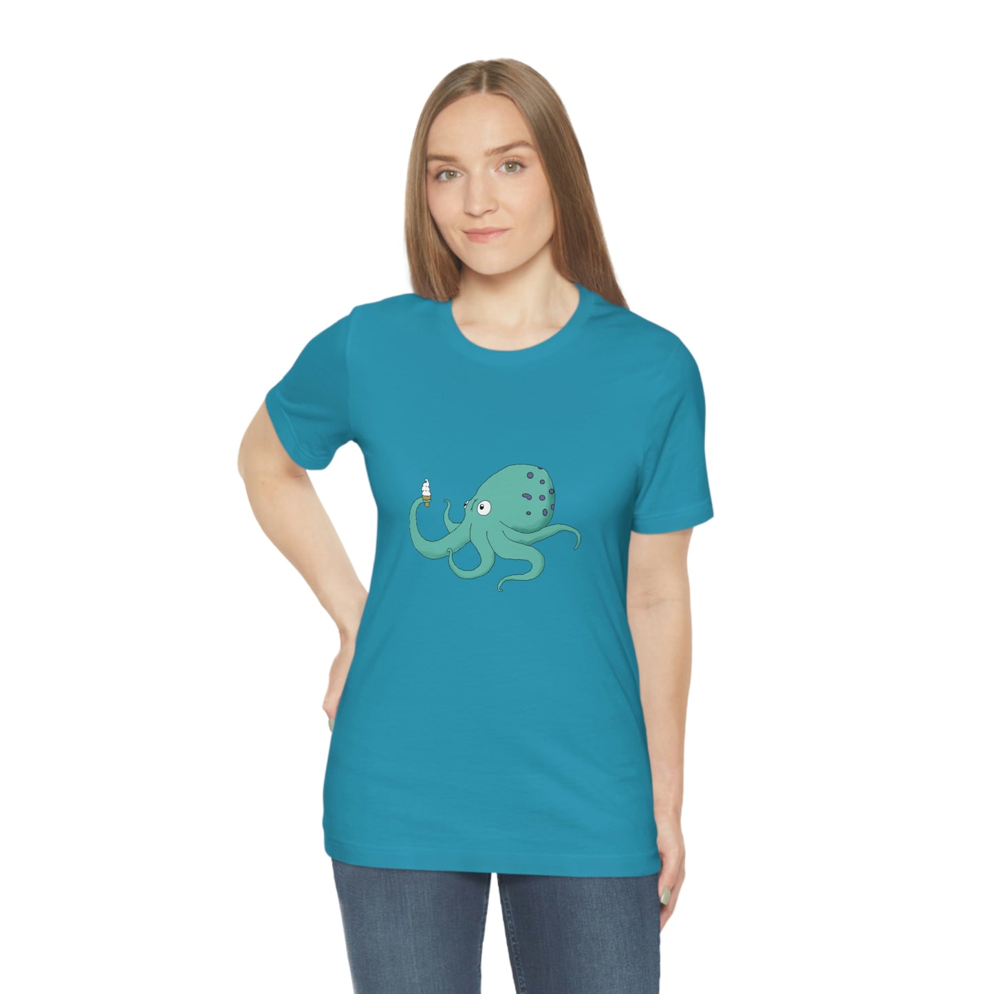 Curious Octopus Cartoon Unisex Tshirt Lord and Lady Towers