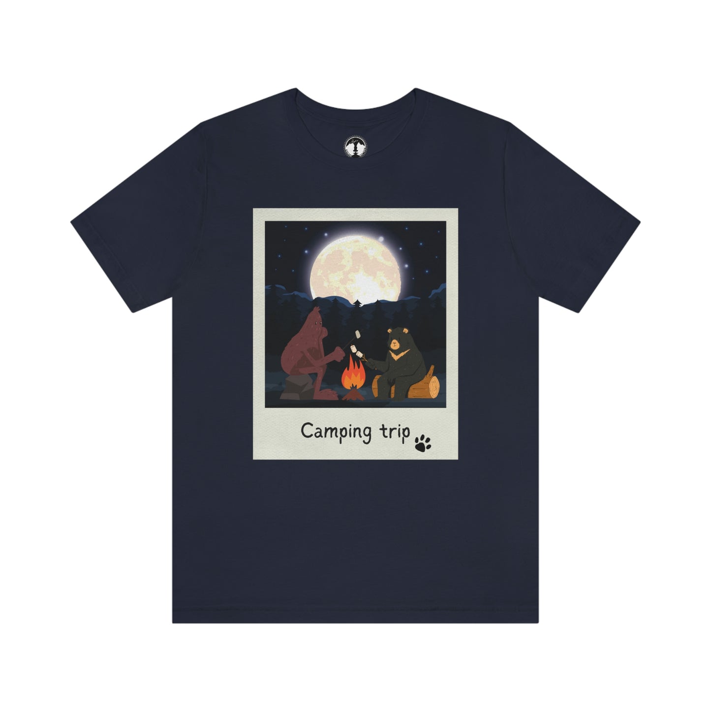 Bigfoot and Bear Cryptid Camping Short Sleeve Tee
