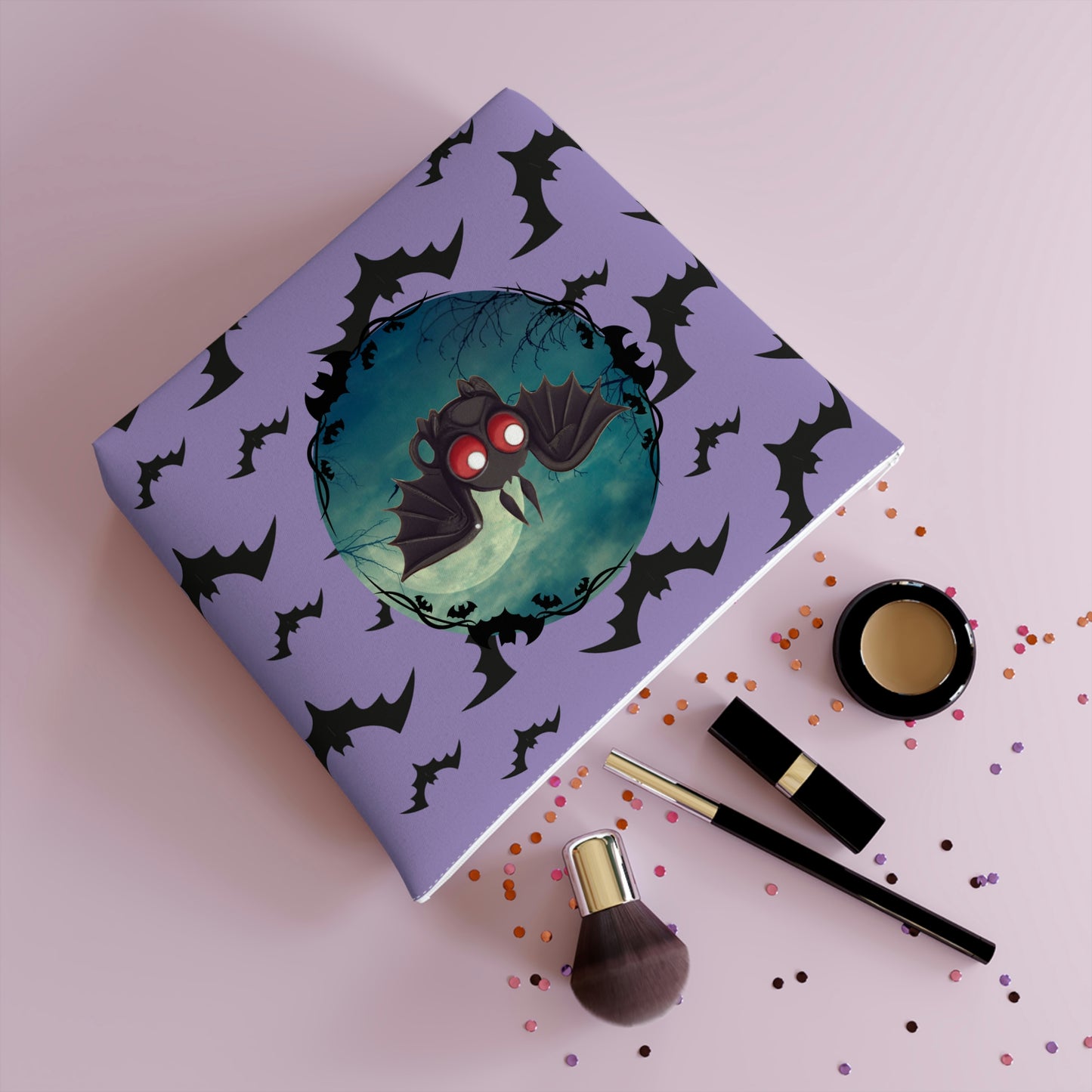 Adorable Pastel Goth Kawaii Bat Makeup Bag
