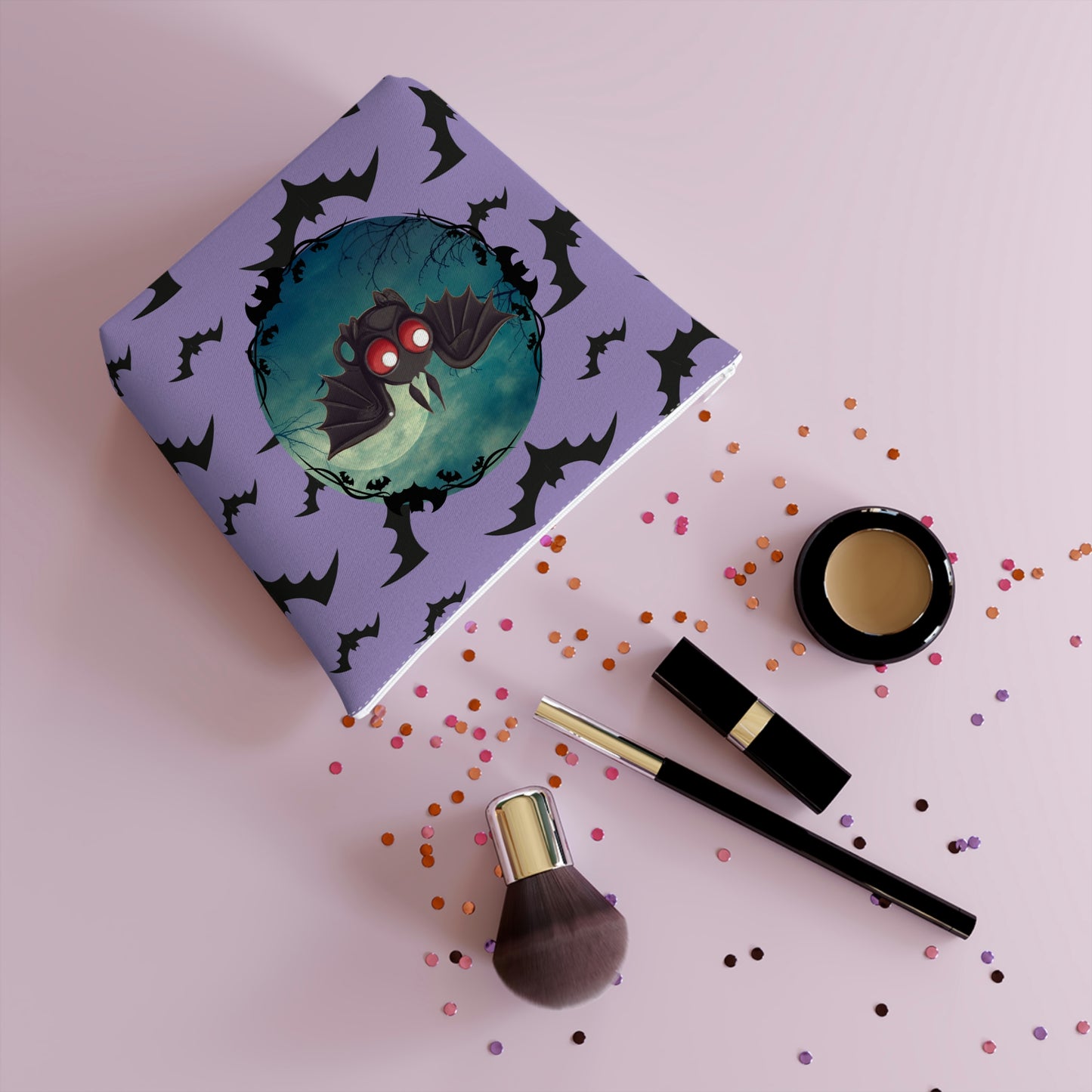 Adorable Pastel Goth Kawaii Bat Makeup Bag