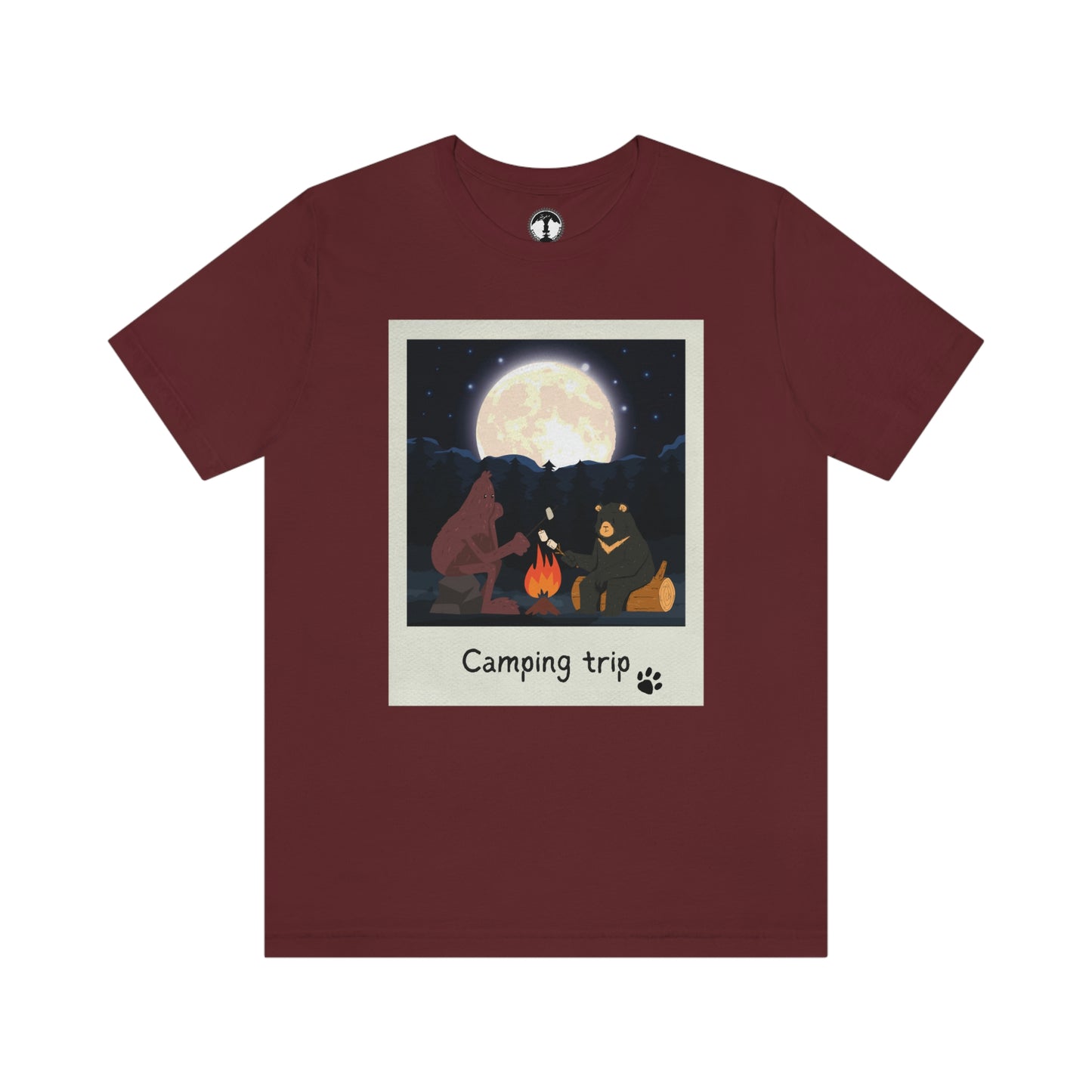Bigfoot and Bear Cryptid Camping Short Sleeve Tee