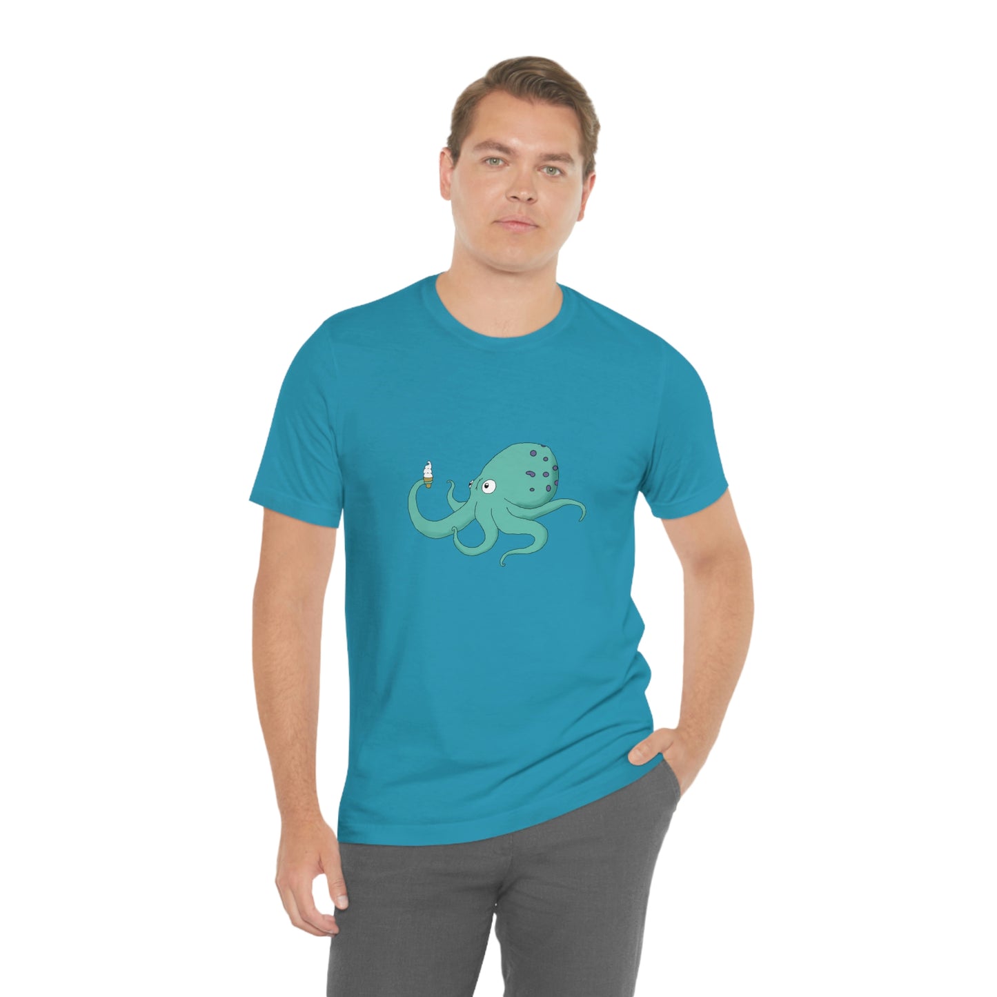 Curious Octopus Cartoon Unisex Tshirt Lord and Lady Towers