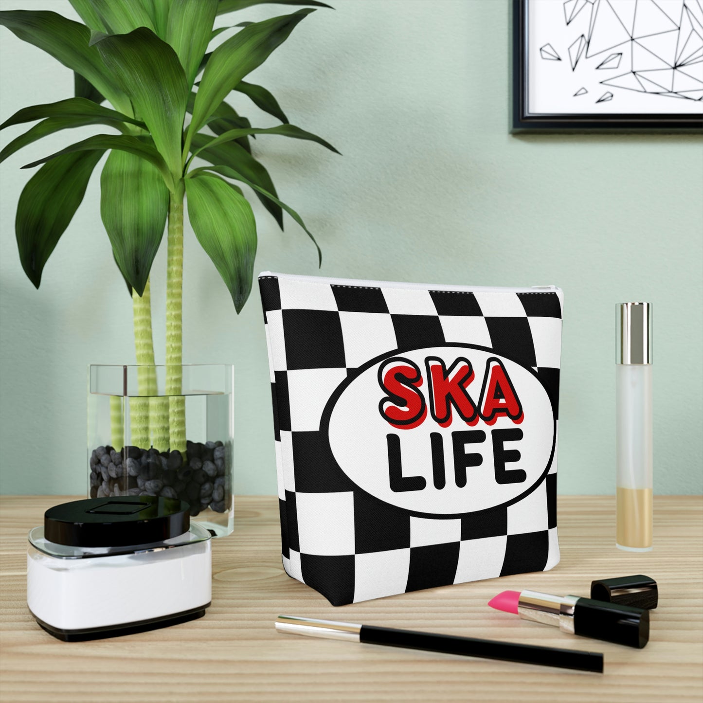 Ska life retro checkered Makeup Bag