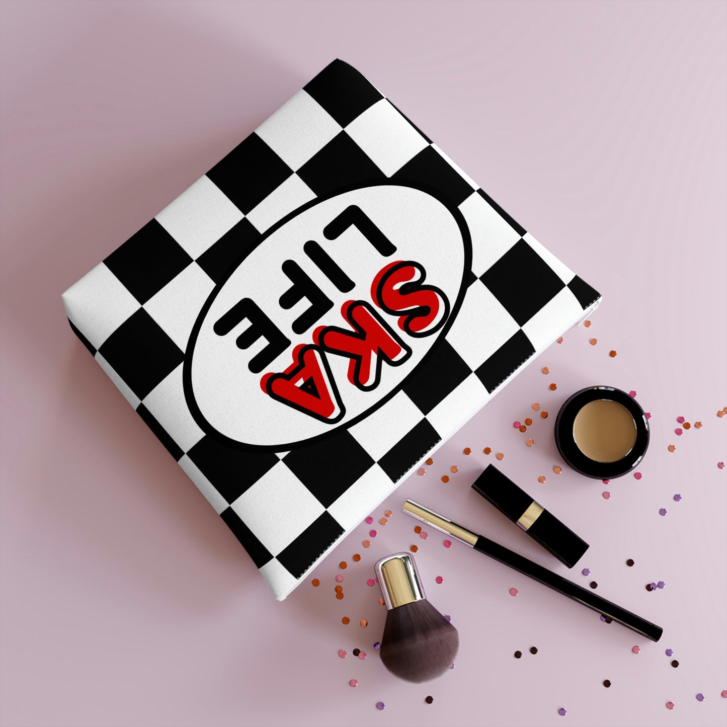 Ska life retro checkered Makeup Bag