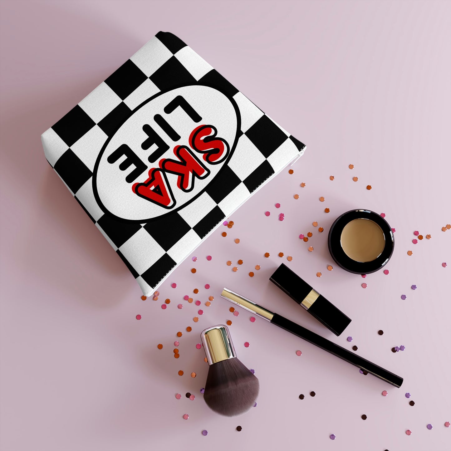 Ska life retro checkered Makeup Bag