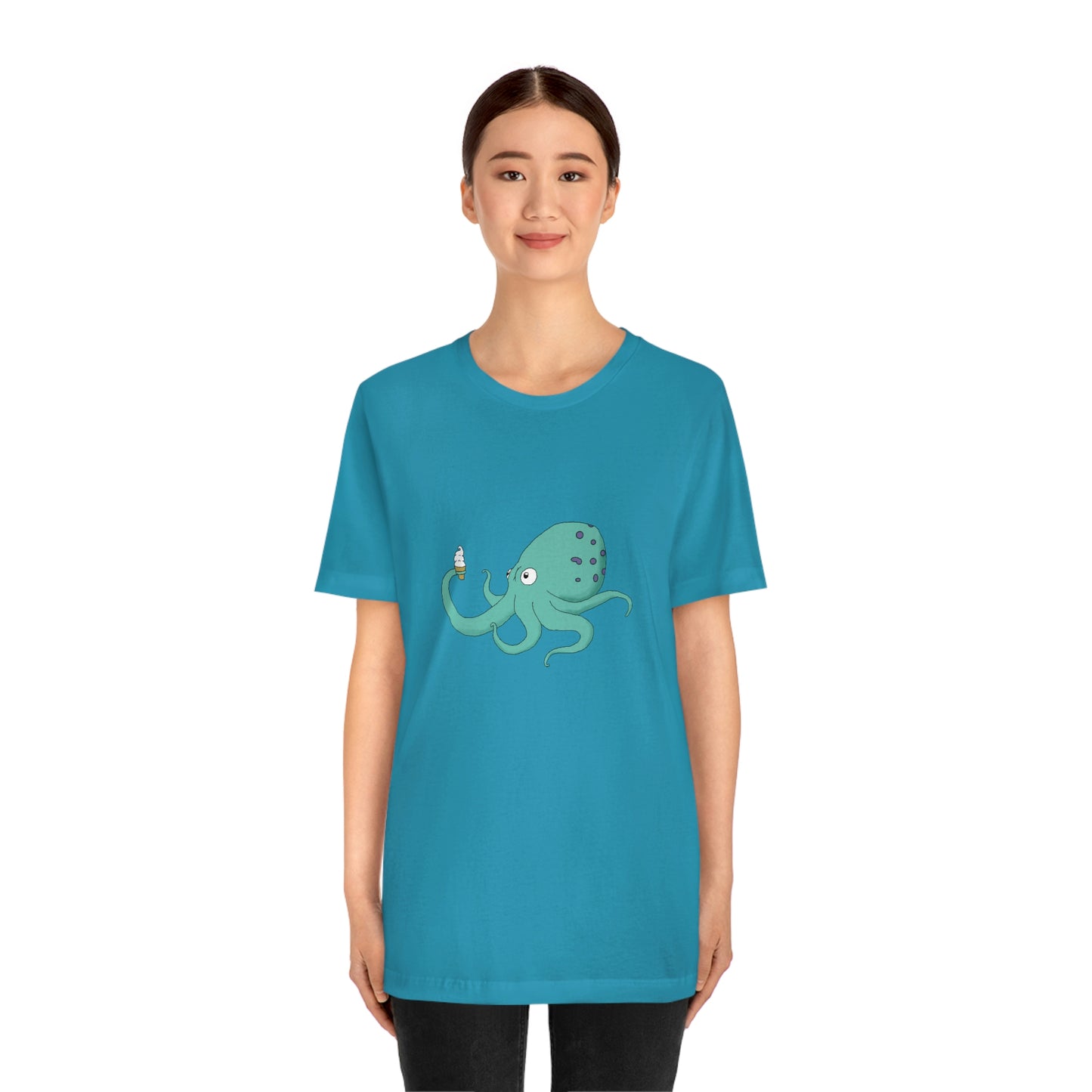 Curious Octopus Cartoon Unisex Tshirt Lord and Lady Towers
