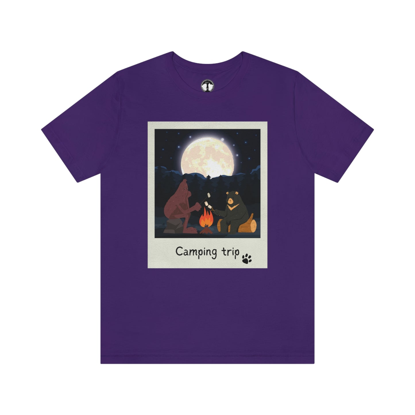 Bigfoot and Bear Cryptid Camping Short Sleeve Tee