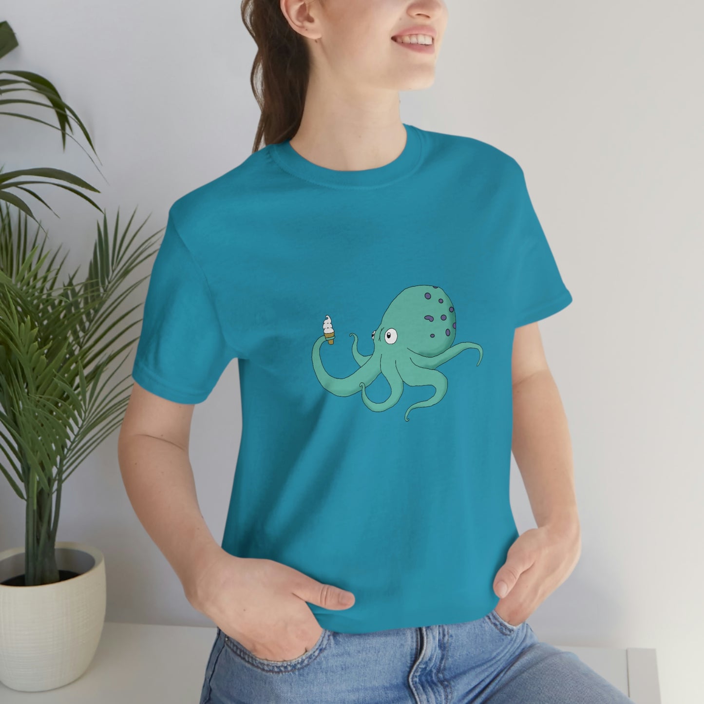 Curious Octopus Cartoon Unisex Tshirt Lord and Lady Towers