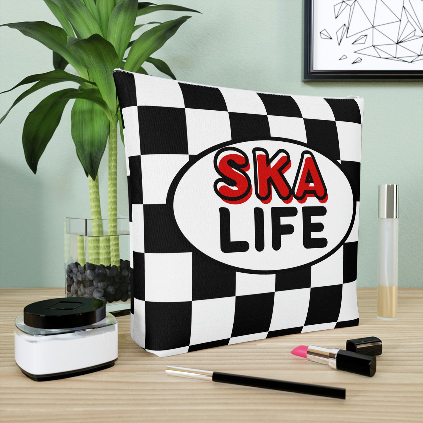 Ska life retro checkered Makeup Bag