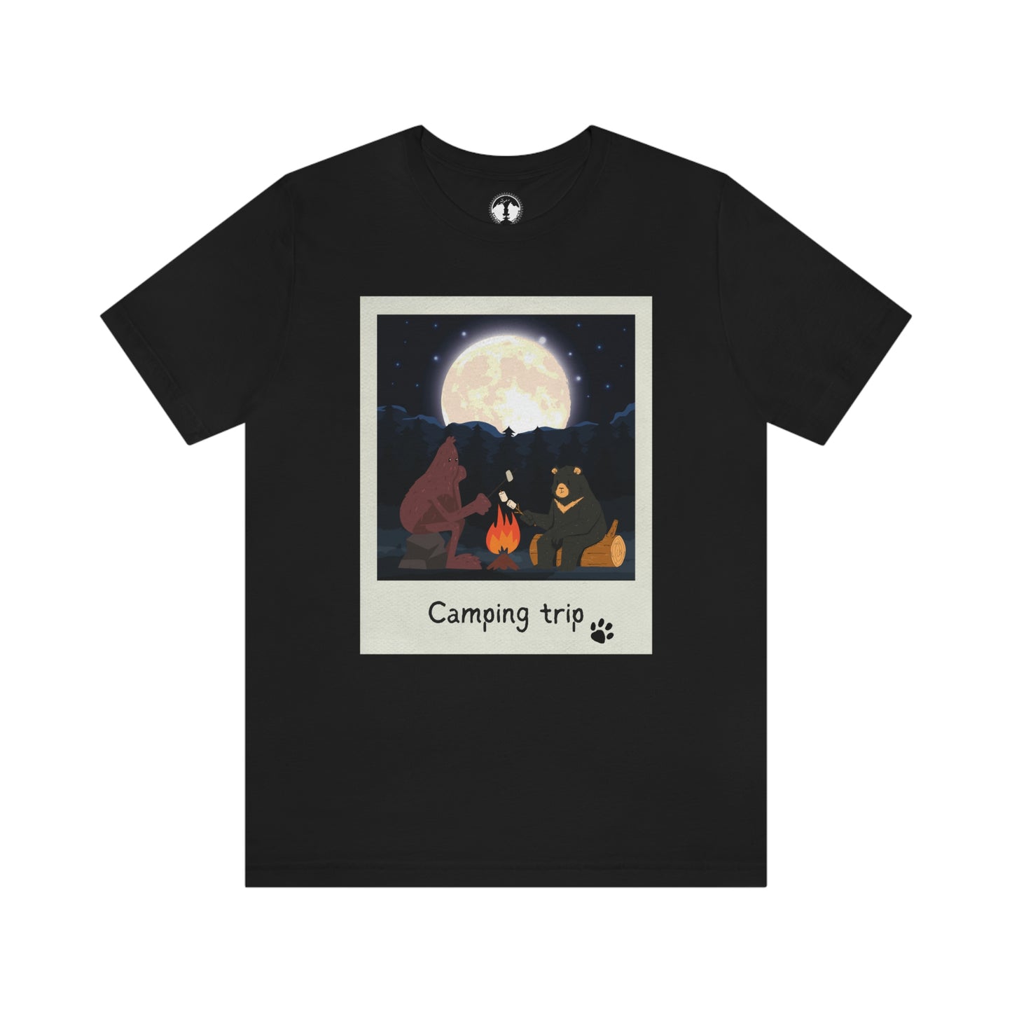 Bigfoot and Bear Cryptid Camping Short Sleeve Tee
