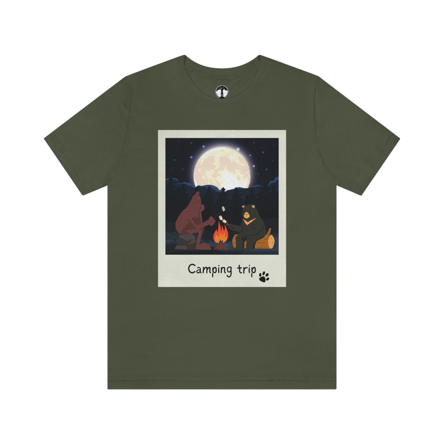 Bigfoot and Bear Cryptid Camping Short Sleeve Tee
