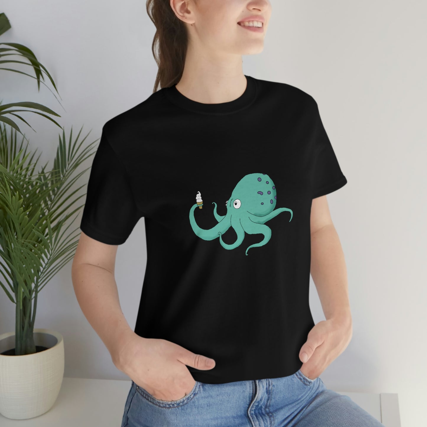 Curious Octopus Cartoon Unisex Tshirt Lord and Lady Towers