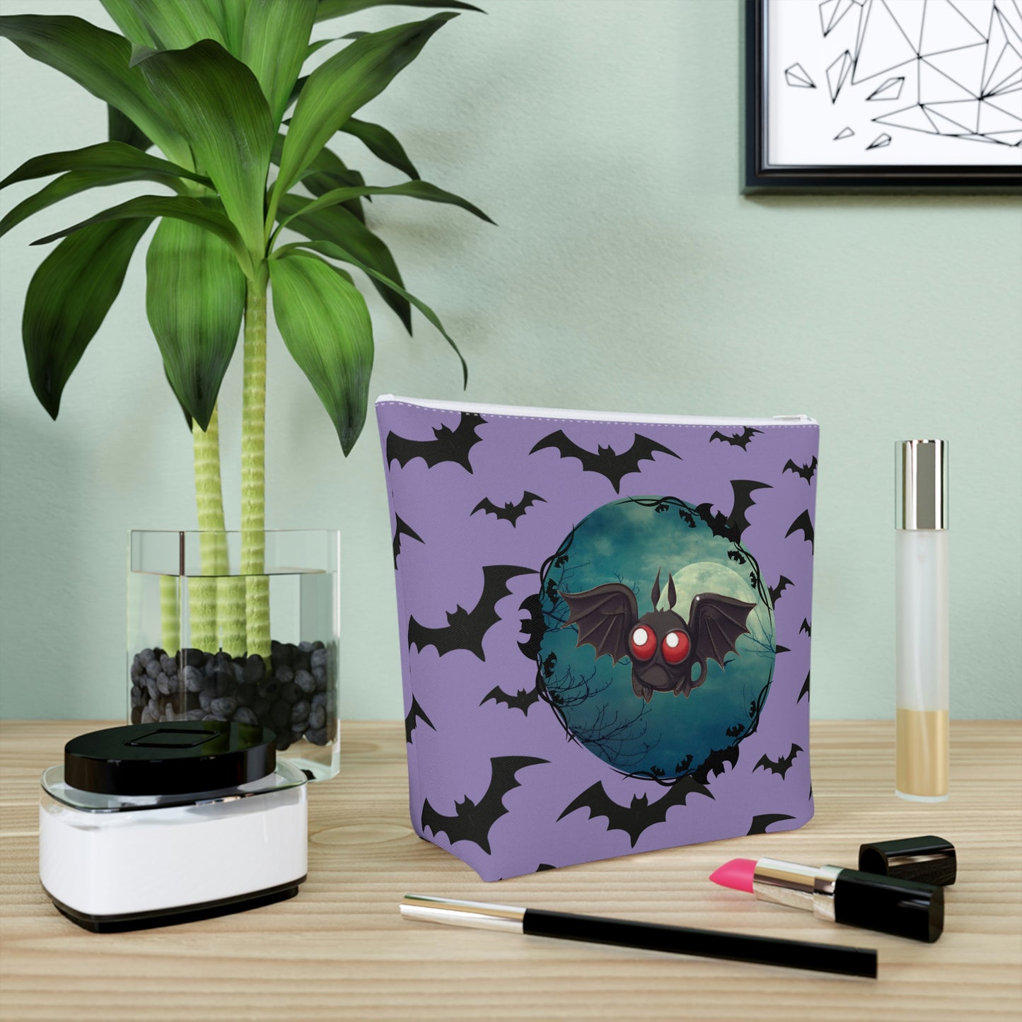 Adorable Pastel Goth Kawaii Bat Makeup Bag
