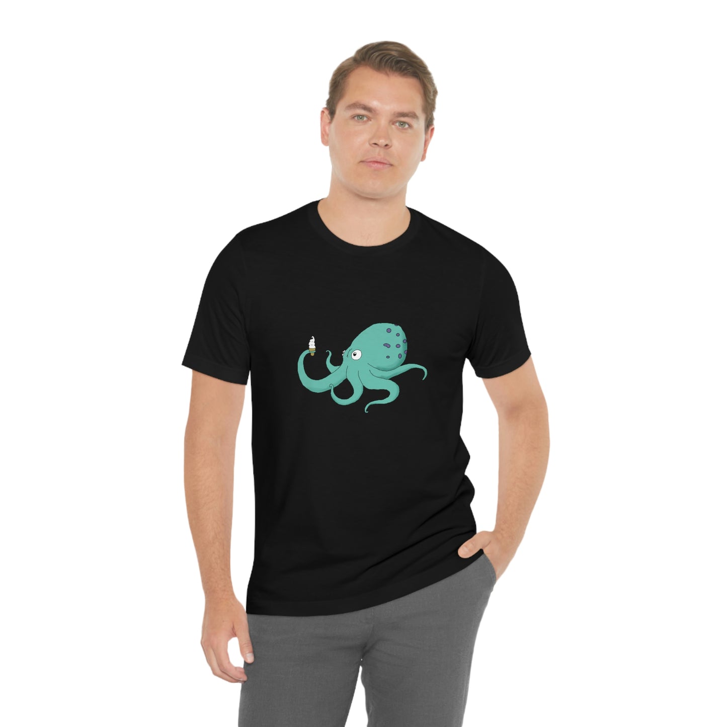Curious Octopus Cartoon Unisex Tshirt Lord and Lady Towers