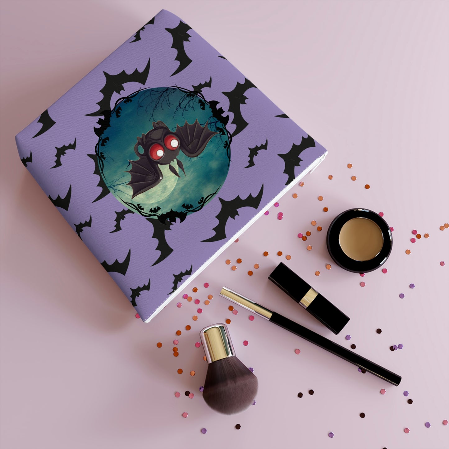 Adorable Pastel Goth Kawaii Bat Makeup Bag