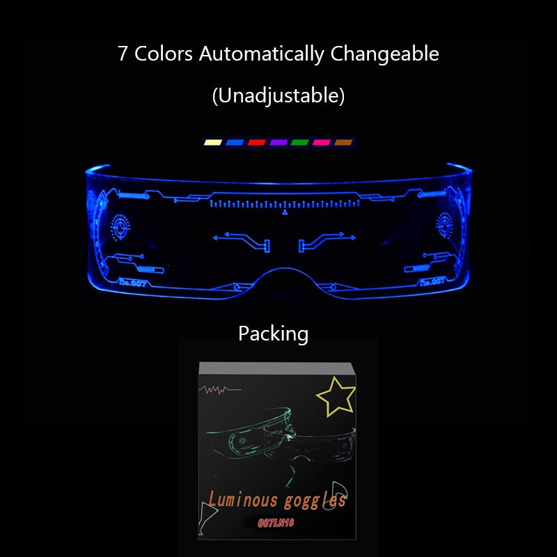 LED Light up GUI Design Cyberpunk Glasses -7 Colors Lord and Lady Towers