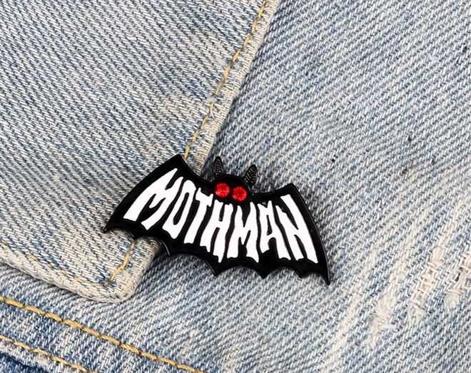 Retro Style Mothman Cryptid Pin with Red Eyes Lord and Lady Towers