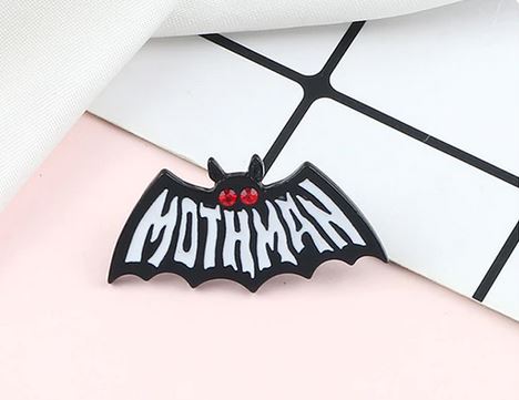 Retro Style Mothman Cryptid Pin with Red Eyes Lord and Lady Towers