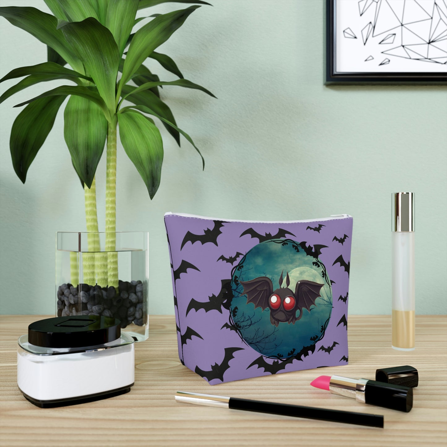 Adorable Pastel Goth Kawaii Bat Makeup Bag