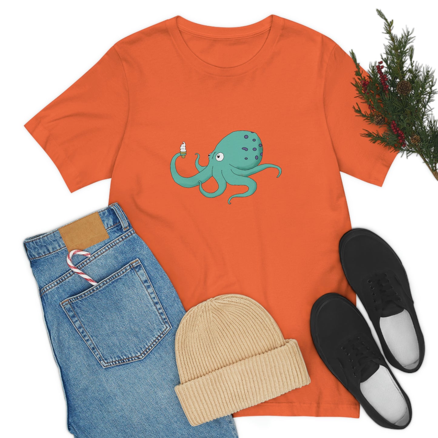 Curious Octopus Cartoon Unisex Tshirt Lord and Lady Towers
