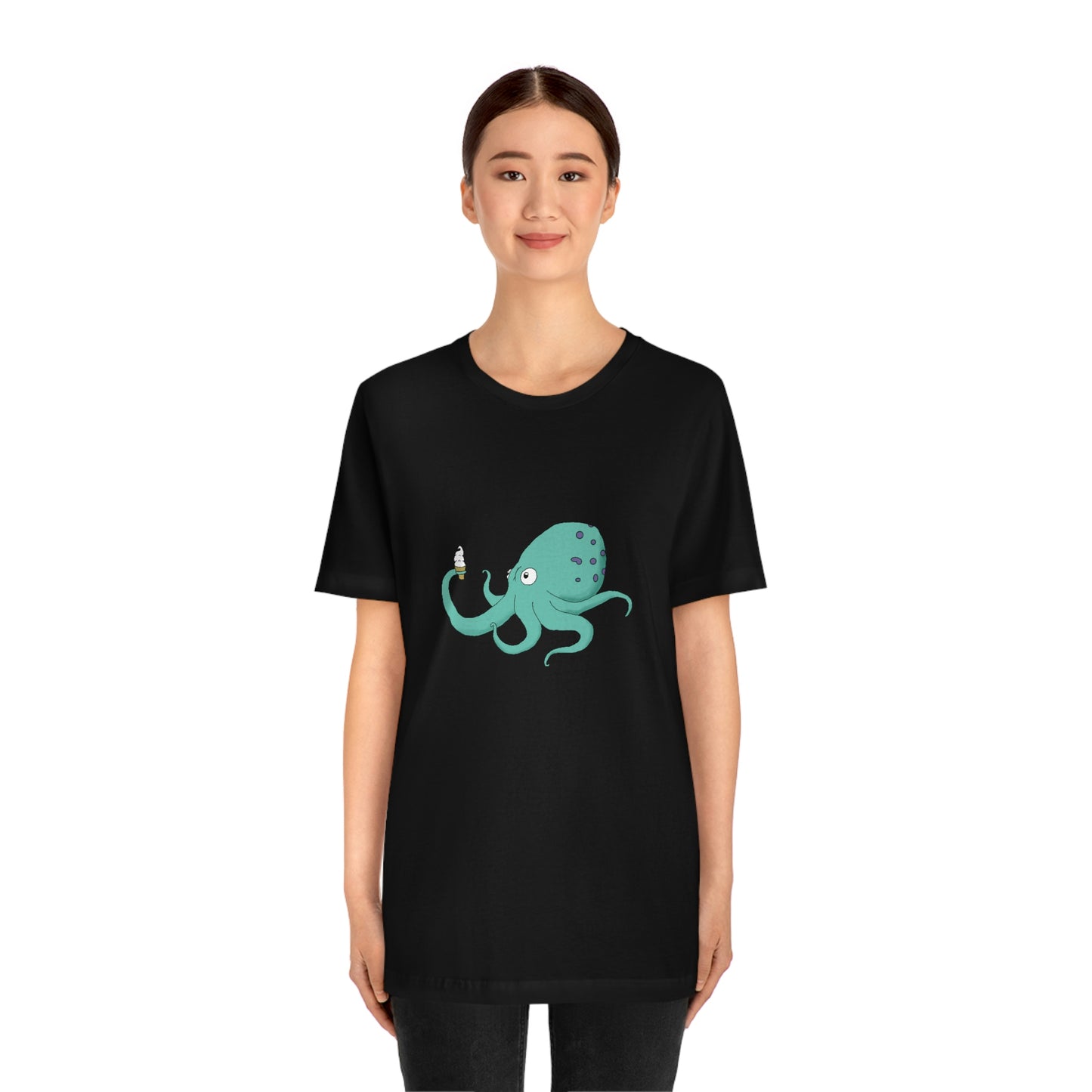 Curious Octopus Cartoon Unisex Tshirt Lord and Lady Towers