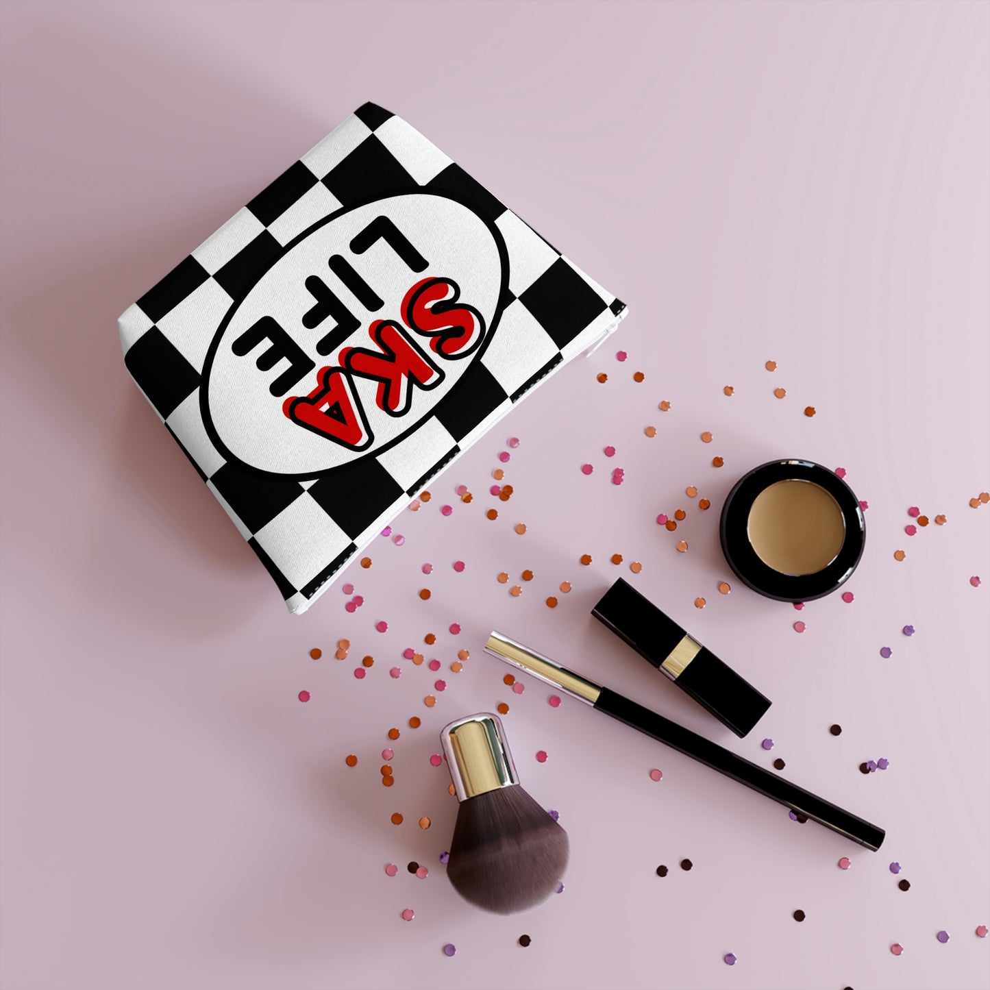 Ska life retro checkered Makeup Bag