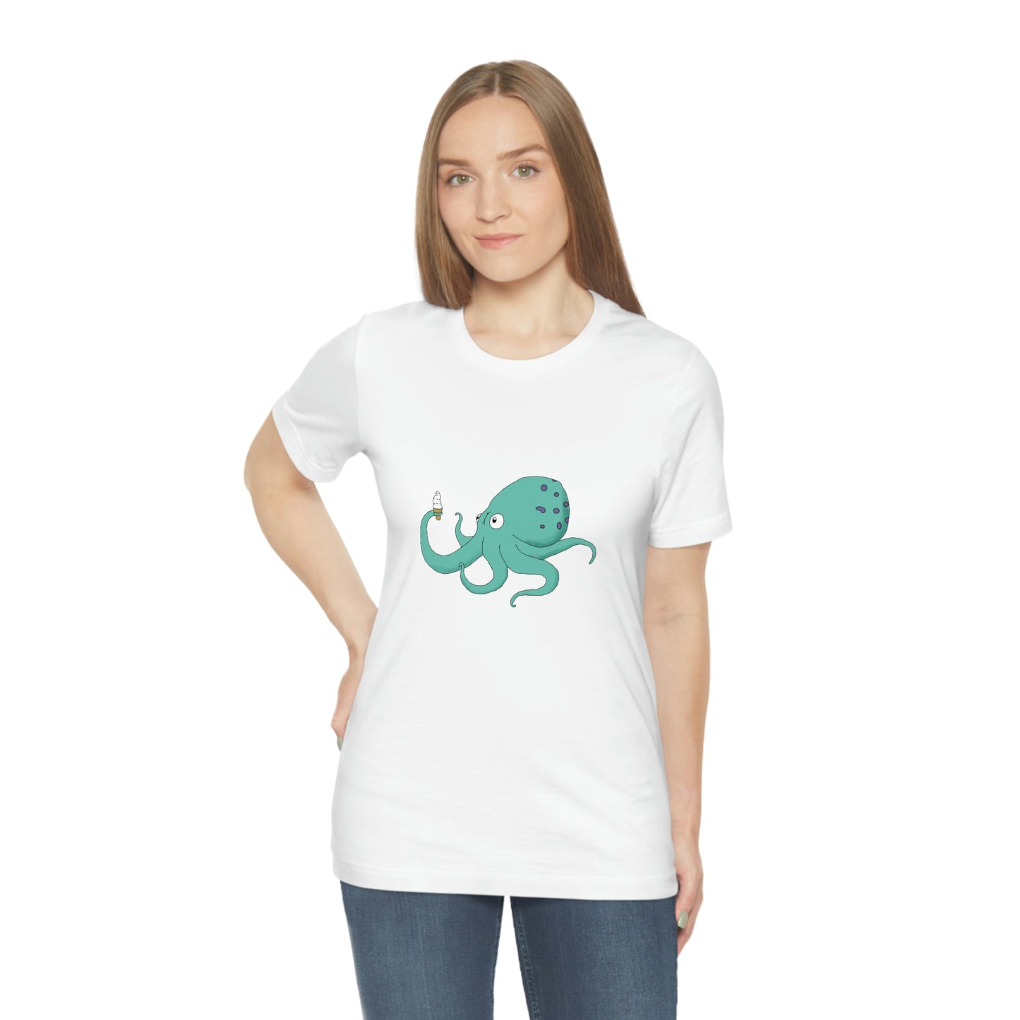 Curious Octopus Cartoon Unisex Tshirt Lord and Lady Towers