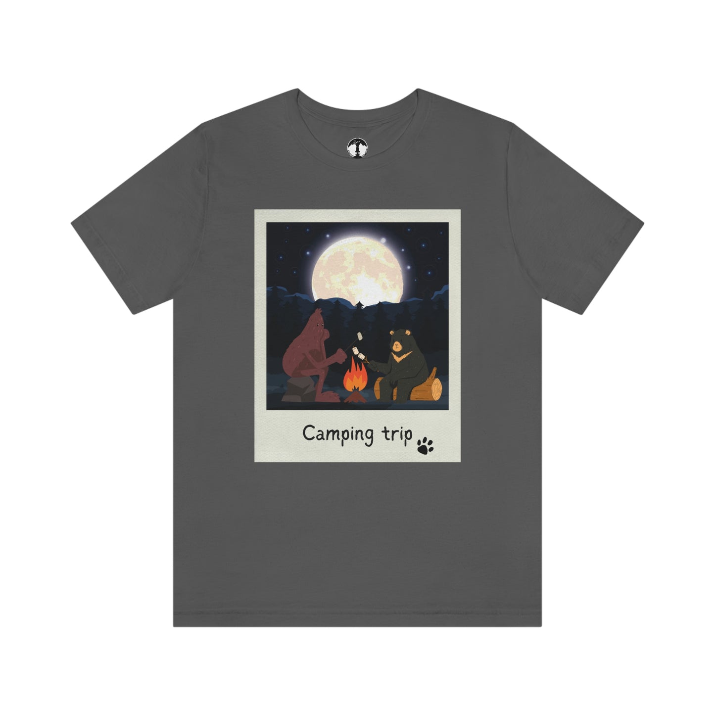 Bigfoot and Bear Cryptid Camping Short Sleeve Tee