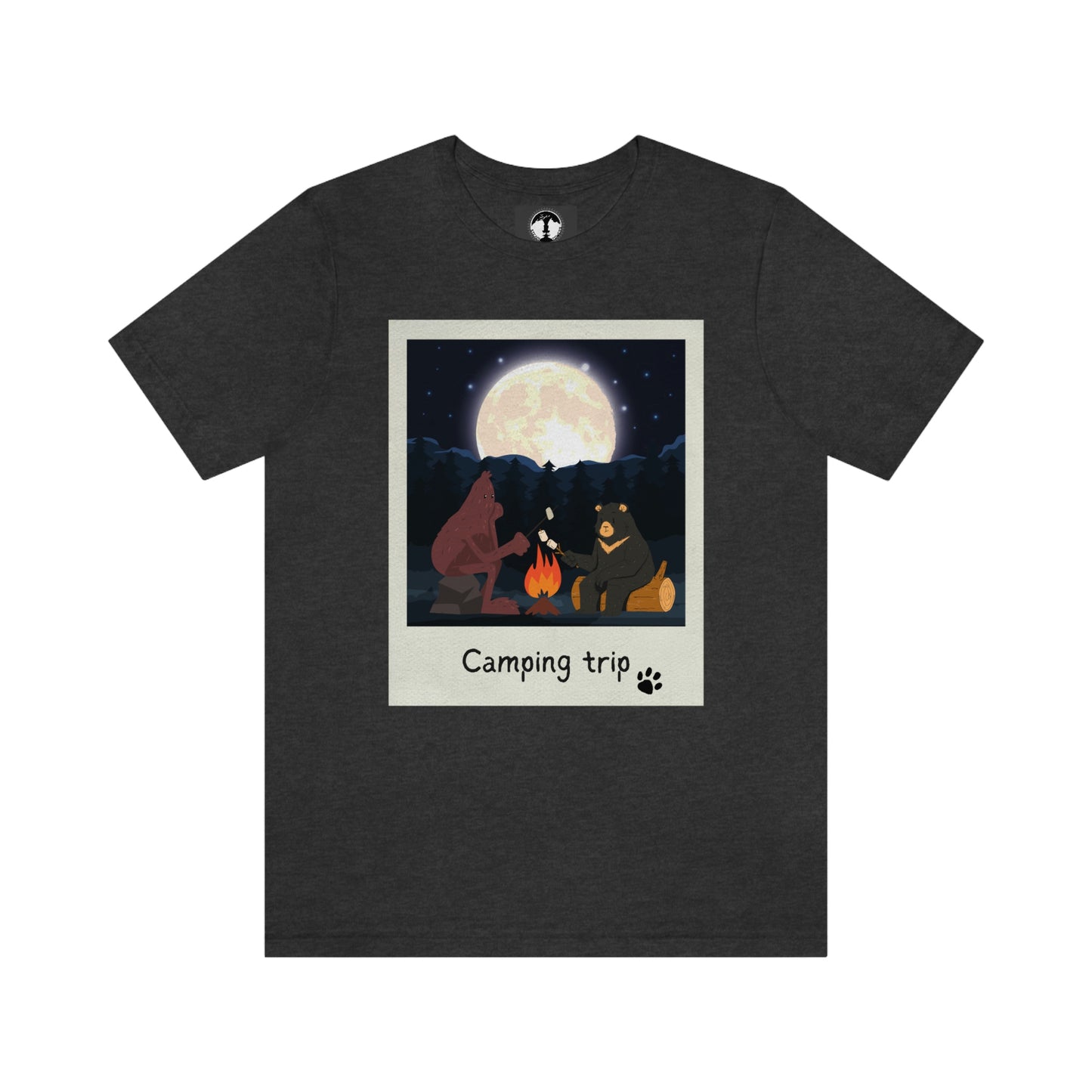 Bigfoot and Bear Cryptid Camping Short Sleeve Tee