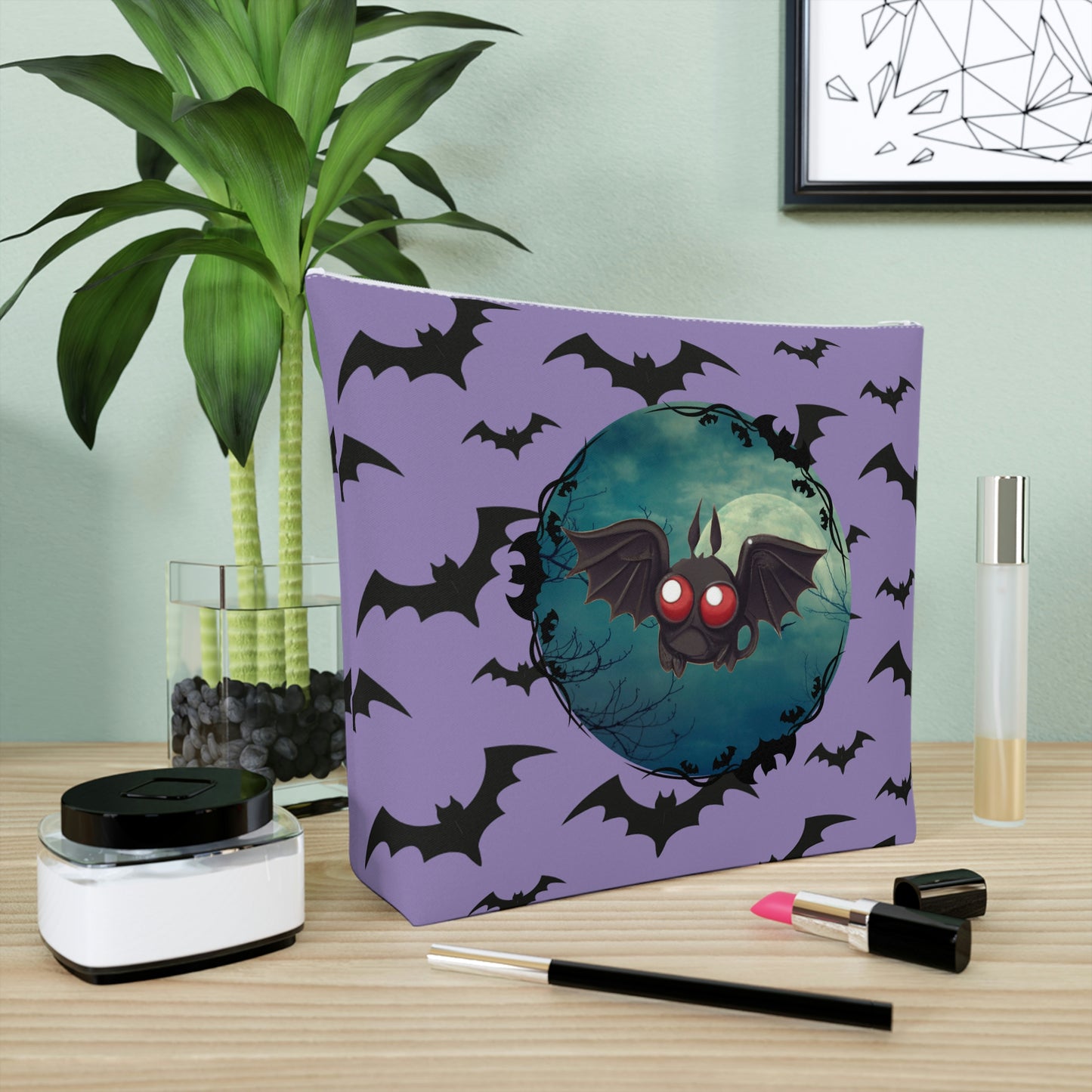 Adorable Pastel Goth Kawaii Bat Makeup Bag