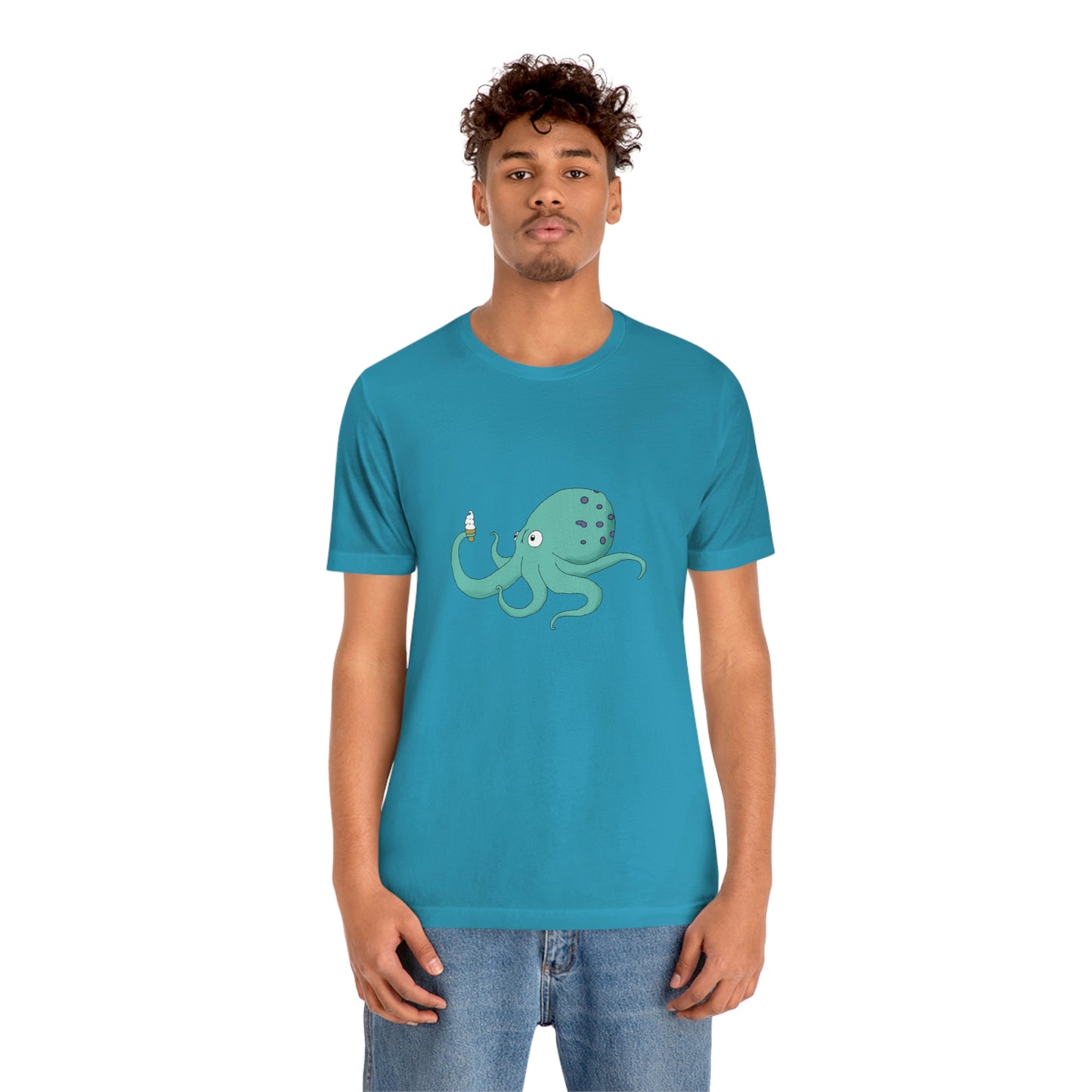 Curious Octopus Cartoon Unisex Tshirt Lord and Lady Towers