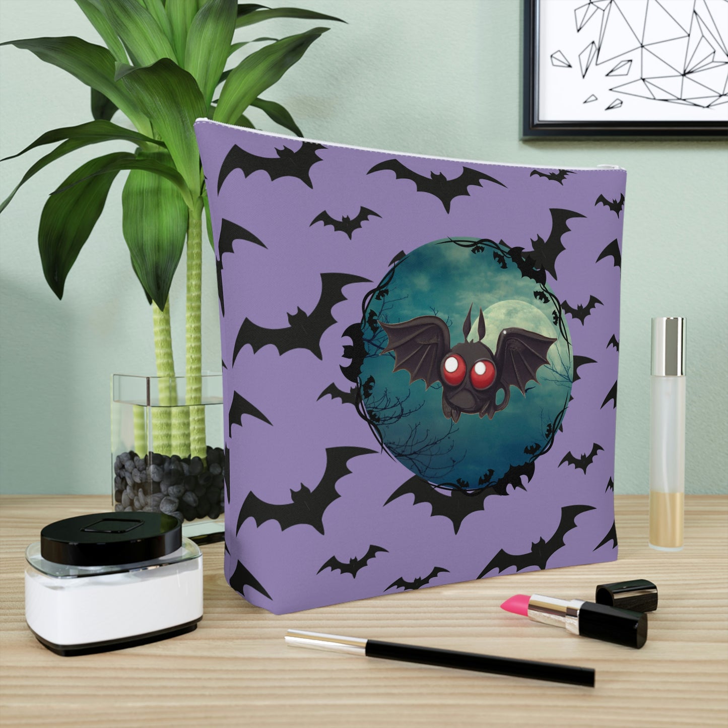 Adorable Pastel Goth Kawaii Bat Makeup Bag