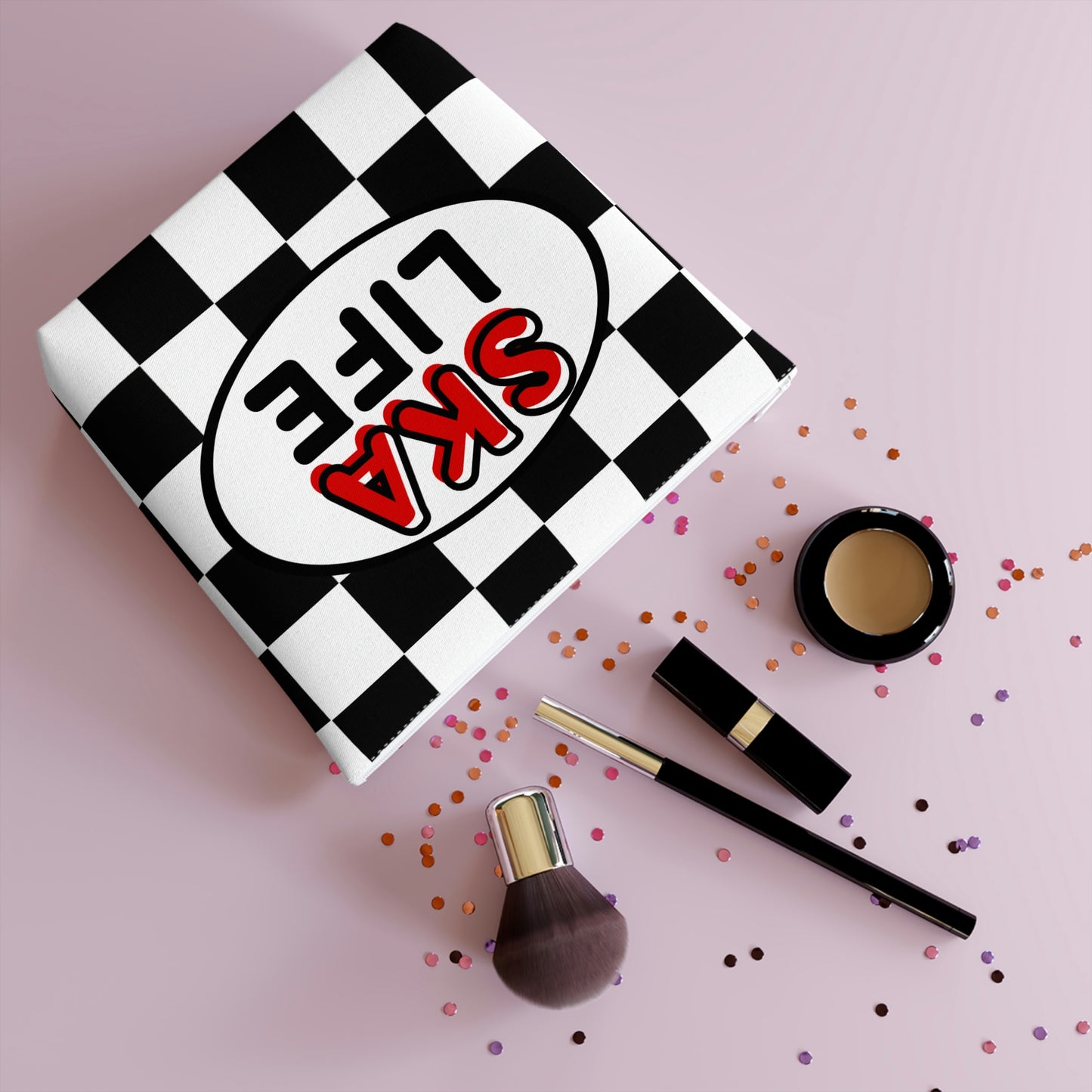 Ska life retro checkered Makeup Bag