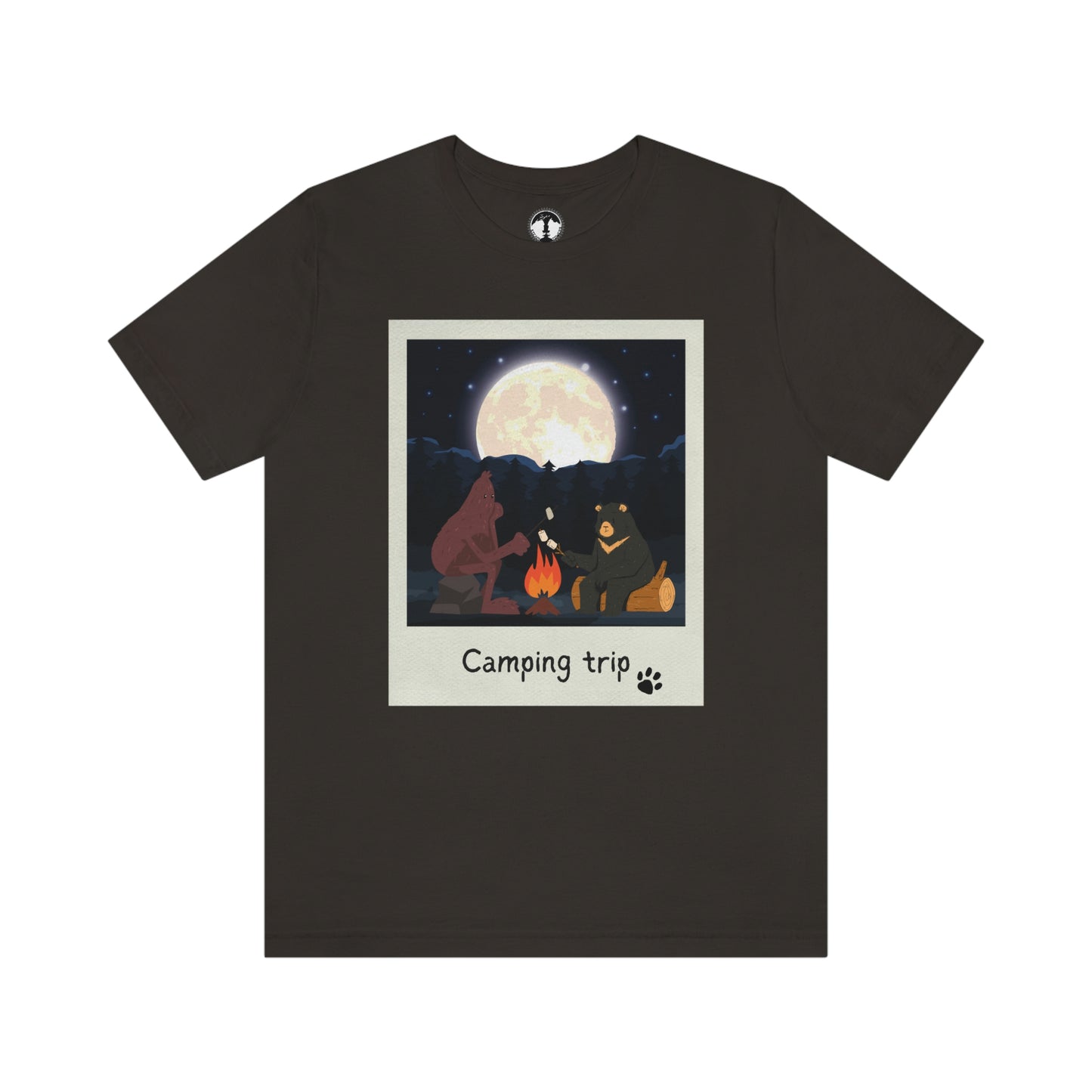 Bigfoot and Bear Cryptid Camping Short Sleeve Tee