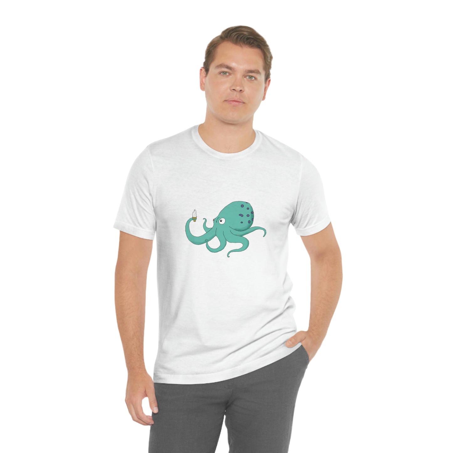 Curious Octopus Cartoon Unisex Tshirt Lord and Lady Towers