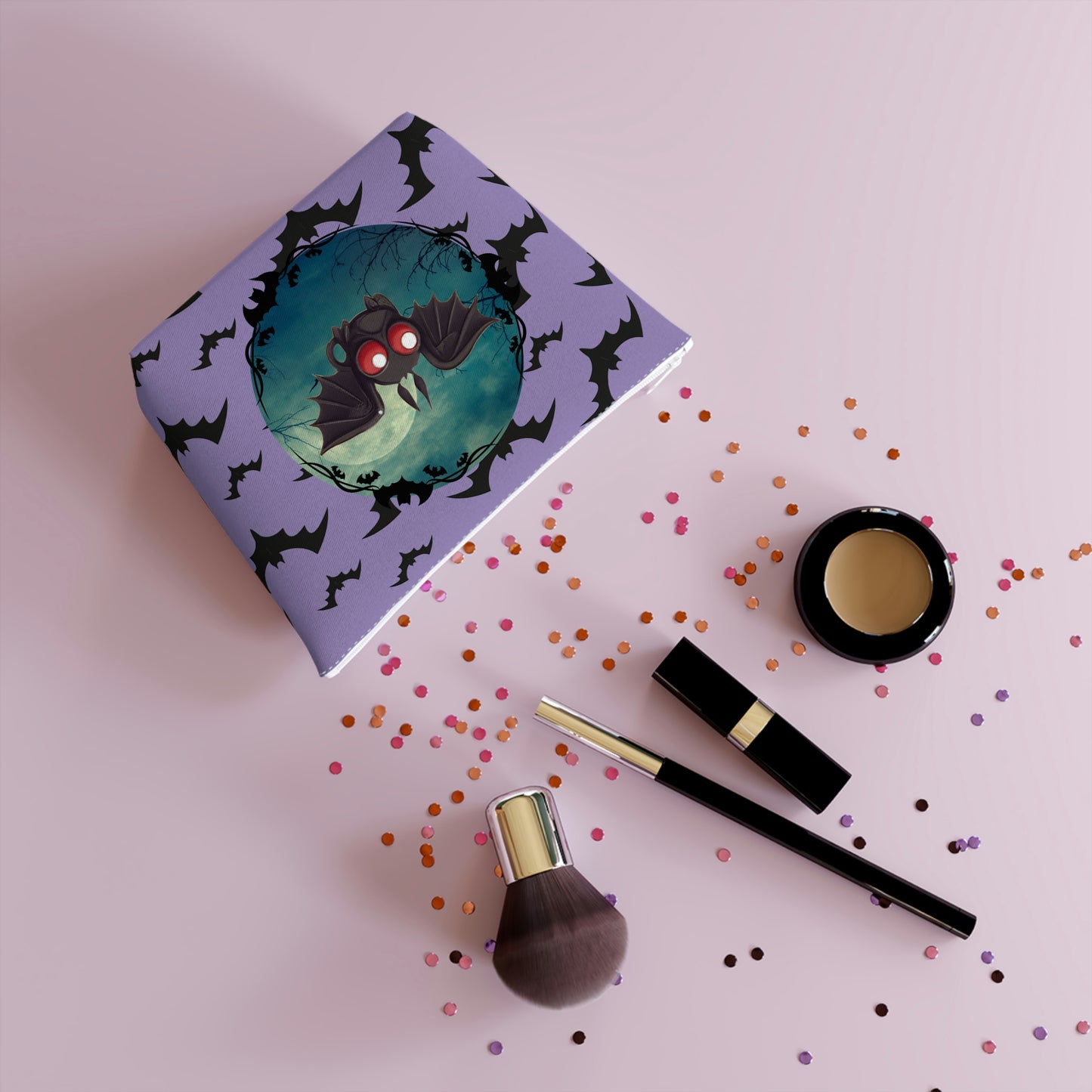 Adorable Pastel Goth Kawaii Bat Makeup Bag