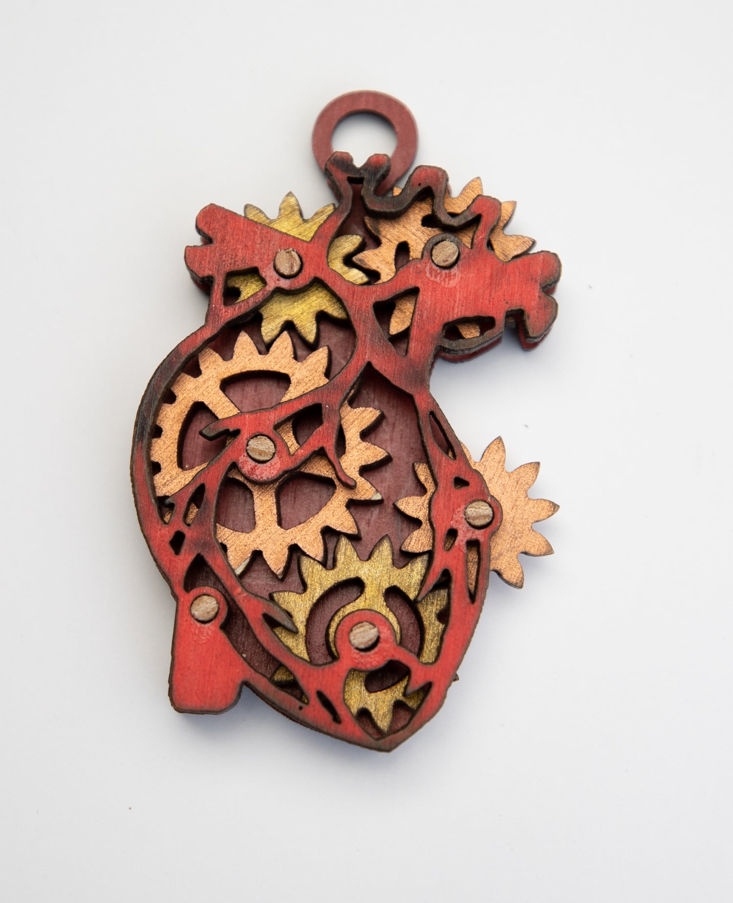 Steampunk Kinetic Mechanical Heart Pendant