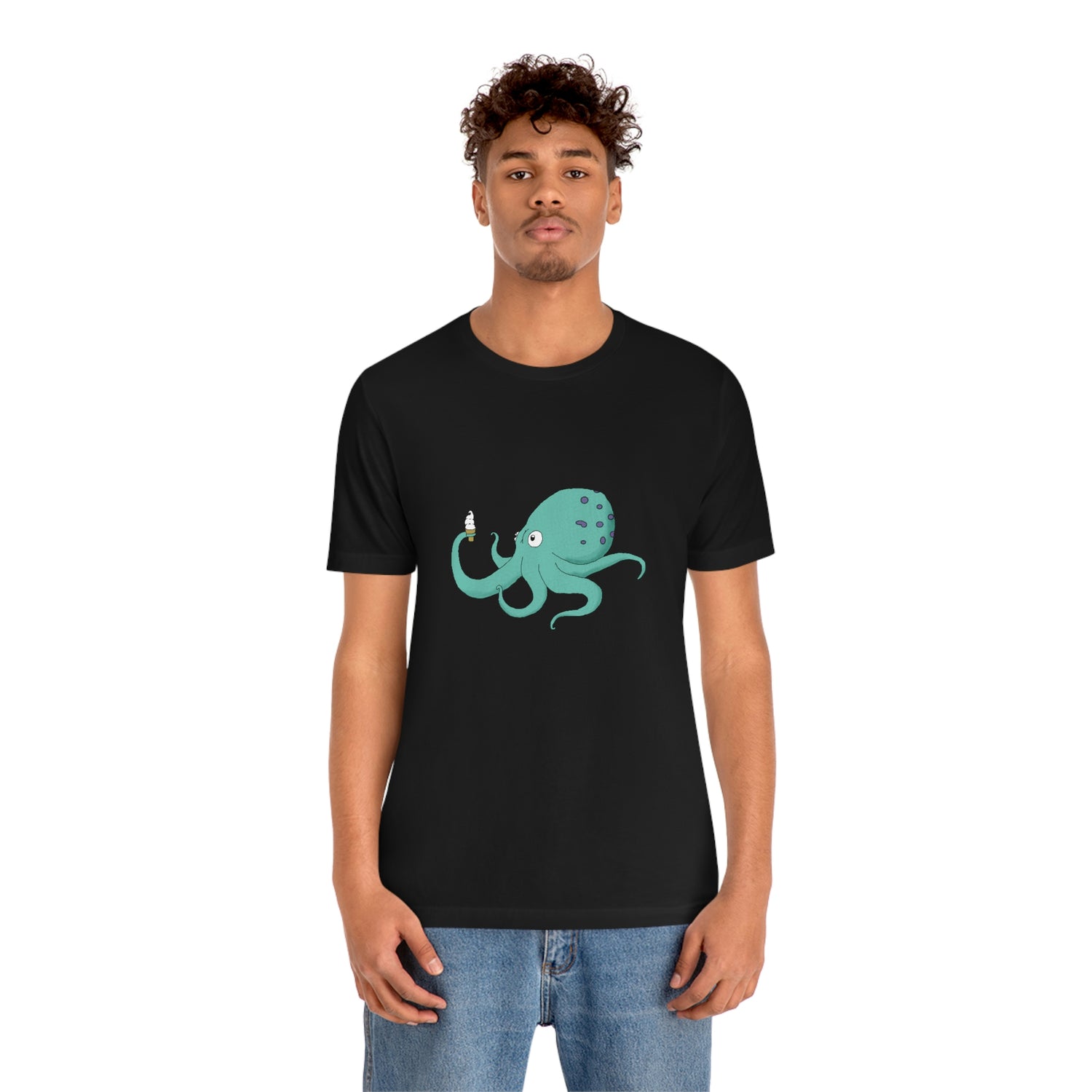 Curious Octopus Cartoon Unisex Tshirt Lord and Lady Towers