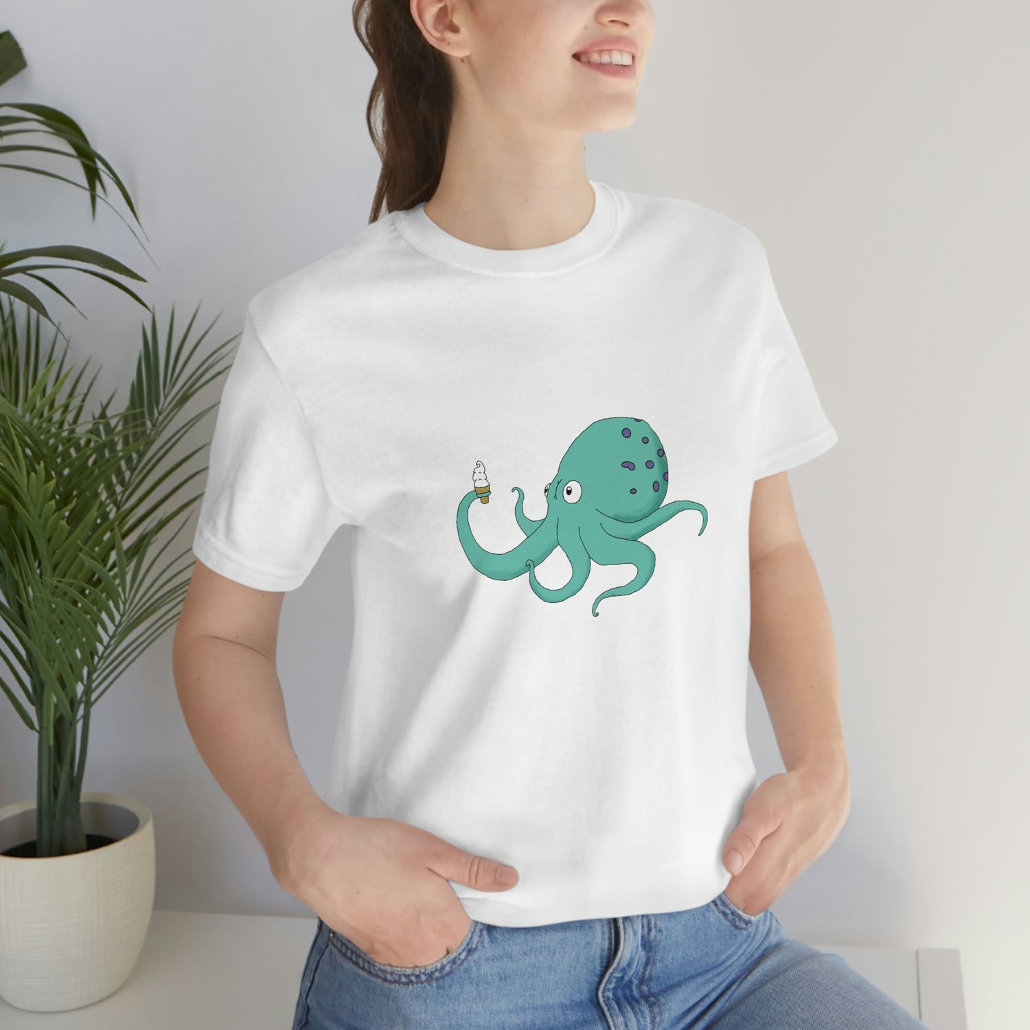 Curious Octopus Cartoon Unisex Tshirt Lord and Lady Towers