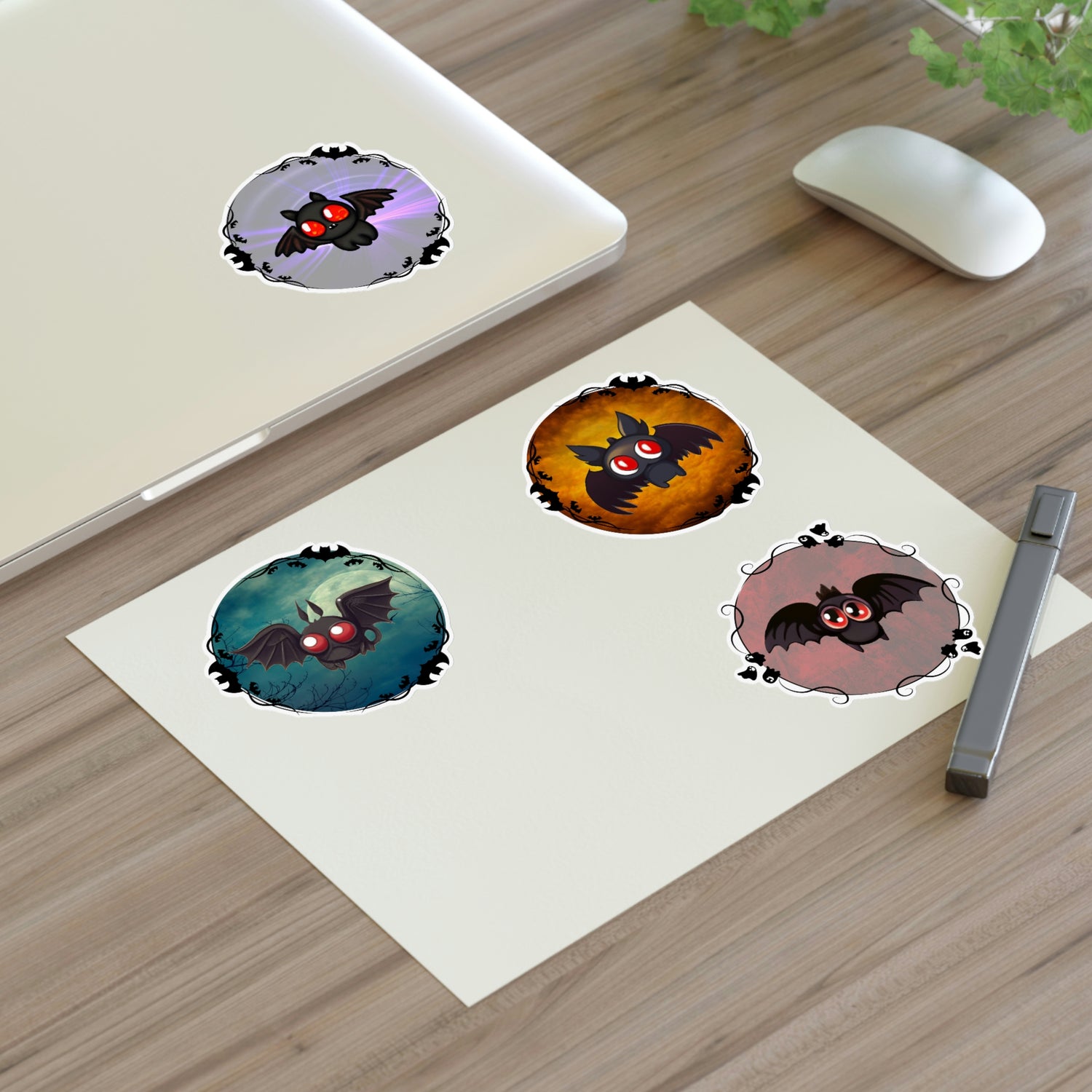 Adorable Pastel Goth Bat Demon Hell Spawn Sticker Sheet (set of 4) available in white or holographic! So Cute! Lord and Lady Towers
