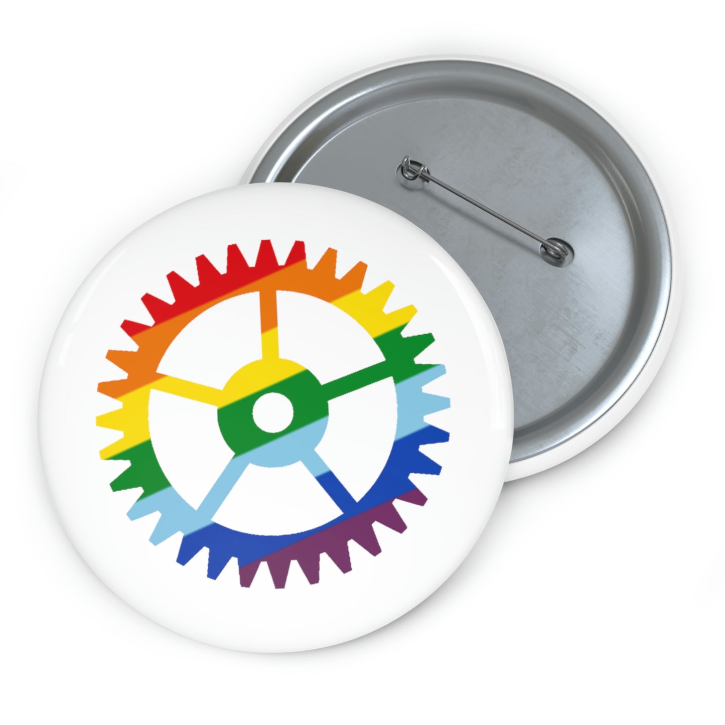 Steampunk Pride Rainbow Gear Button Pin Lord and Lady Towers
