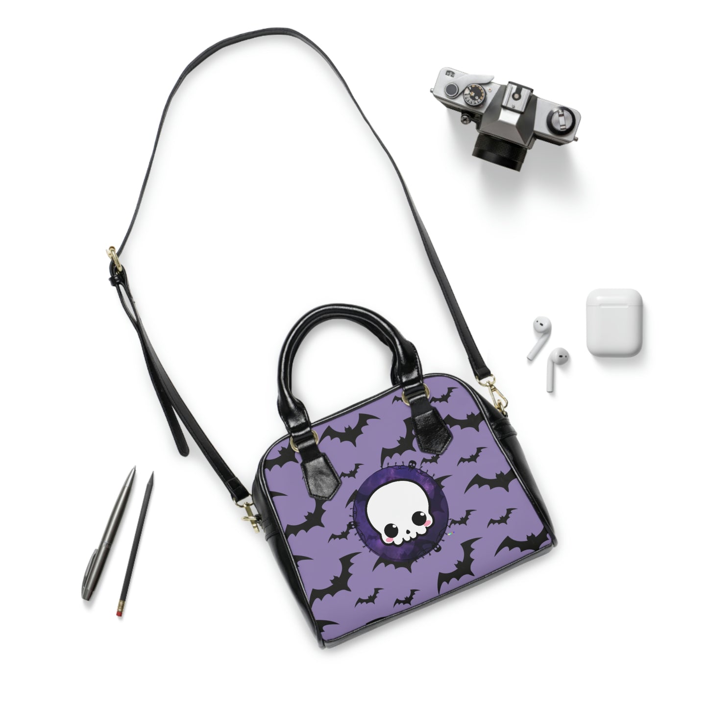 Skull and Bats Pastel Goth Kawaii Shoulder Handbag
