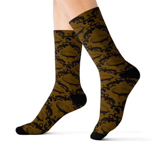 Airship Damask Steampunk Inspired Socks Lord and Lady Towers