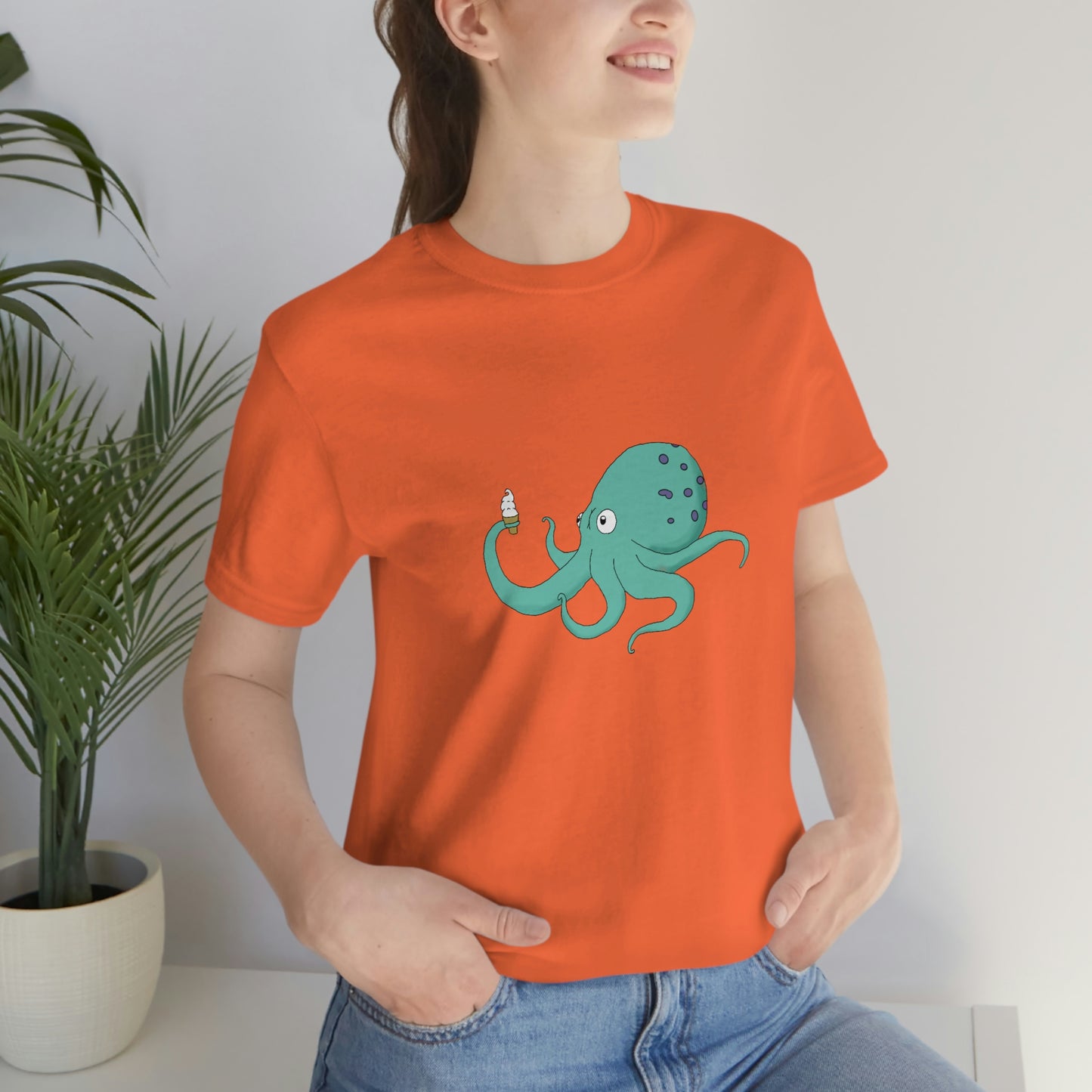 Curious Octopus Cartoon Unisex Tshirt Lord and Lady Towers
