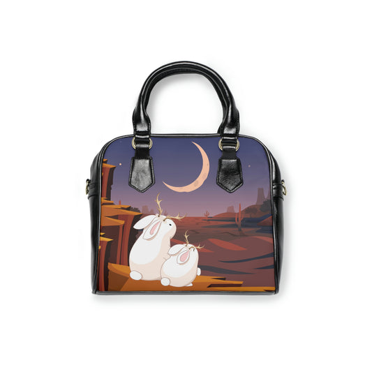 Jackalope Baby and Mom Desert Sunset Shoulder Handbag