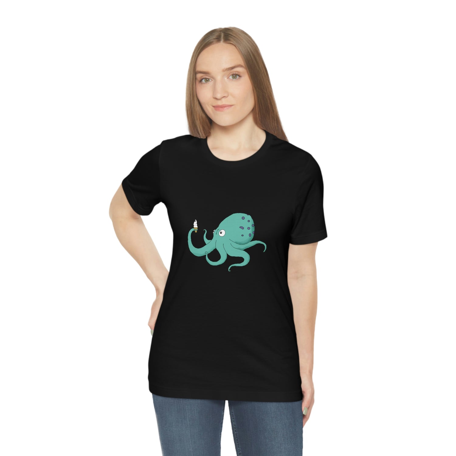 Curious Octopus Cartoon Unisex Tshirt Lord and Lady Towers