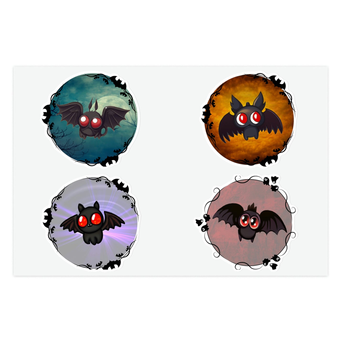 Adorable Pastel Goth Bat Demon Hell Spawn Sticker Sheet (set of 4) available in white or holographic! So Cute! Lord and Lady Towers